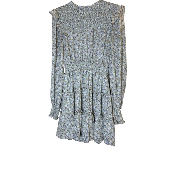 By The River Dresses & Skirts - By The River Floral Pastel Mini Dress with Smocking and Ruffle Accents sz L